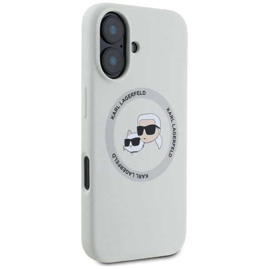 MagSafe-deksel for Apple iPhone 16, Karl Lagerfeld, Silikon Karl & Choupette's Heads, Beige