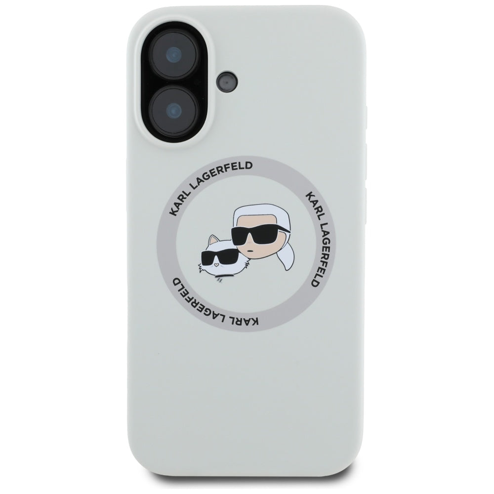 MagSafe-deksel for Apple iPhone 16, Karl Lagerfeld, Silikon Karl & Choupette's Heads, Beige