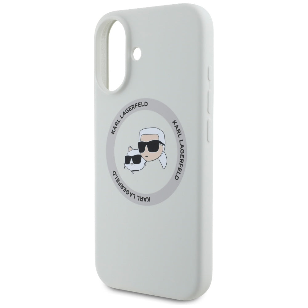 MagSafe-deksel for Apple iPhone 16, Karl Lagerfeld, Silikon Karl & Choupette's Heads, Beige