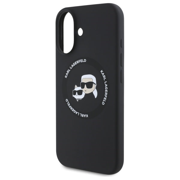 MagSafe-deksel for Apple iPhone 16, Karl Lagerfeld, Silikon Karl & Choupette's Heads, Svart
