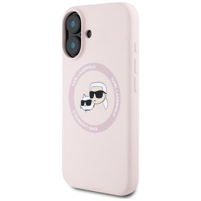 MagSafe-deksel for Apple iPhone 16, Karl Lagerfeld, Silikon Karl & Choupette's Heads, Rosa