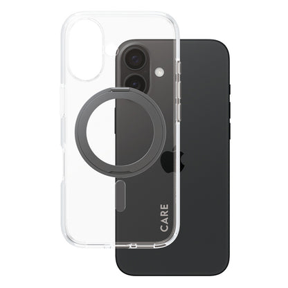 MagSafe-deksel for Apple iPhone 16, PanzerGlass, Care Feature Kickstand, Gjennomsiktig Svart