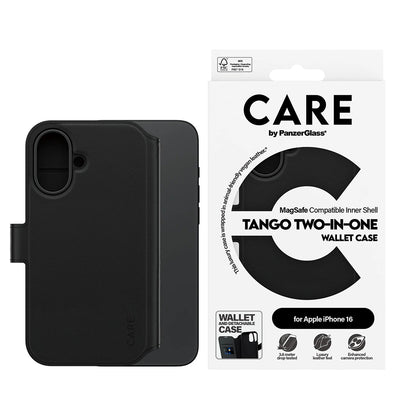 MagSafe-deksel for Apple iPhone 16, PanzerGlass, Care Feature Tango Two-in-One, Svart