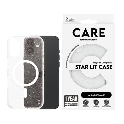 MagSafe-deksel for Apple iPhone 16, PanzerGlass, Care Urban Combat Star Lit, Transparent Hvit