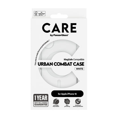 MagSafe-deksel for Apple iPhone 16, PanzerGlass, Care Urban Combat, Transparent Hvit