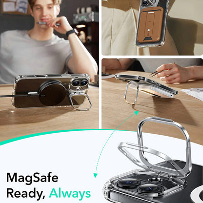 MagSafe-deksel for Apple iPhone 16 Plus, ESR, Classic Hybrid Kickstand, Svart Transparent