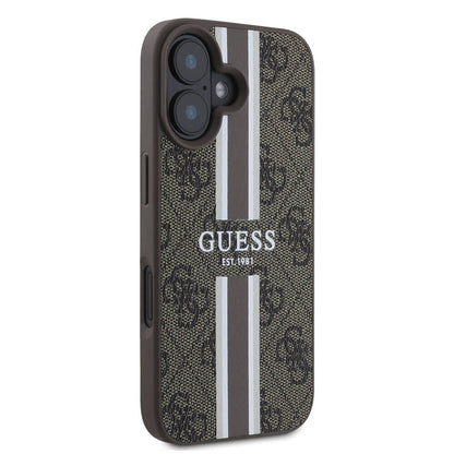 MagSafe deksel for Apple iPhone 16 Plus, Guess, 4G Printed Stripes, Brun