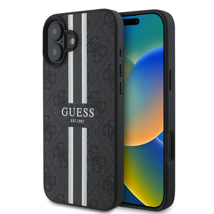 MagSafe-deksel for Apple iPhone 16 Plus, Guess, 4G Printed Stripes, Svart