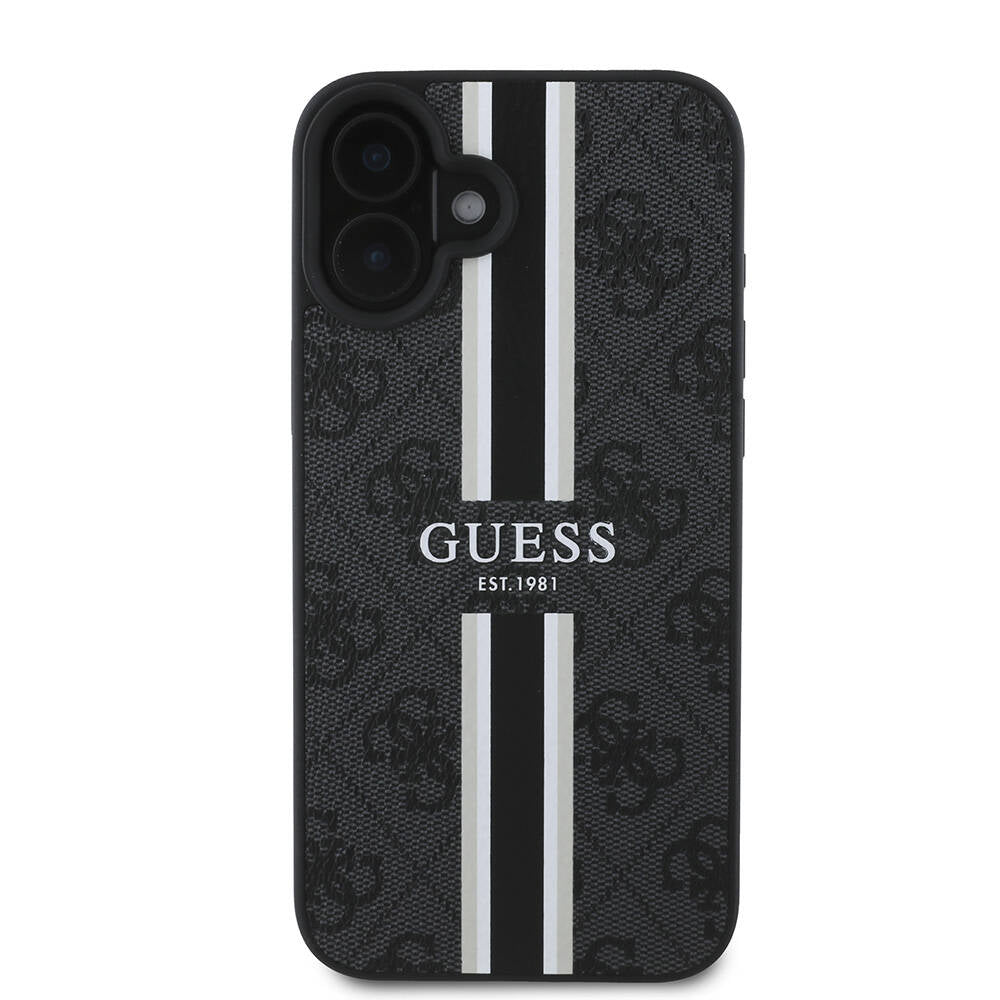 MagSafe-deksel for Apple iPhone 16 Plus, Guess, 4G Printed Stripes, Svart