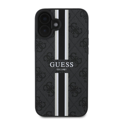 MagSafe-deksel for Apple iPhone 16 Plus, Guess, 4G Printed Stripes, Svart