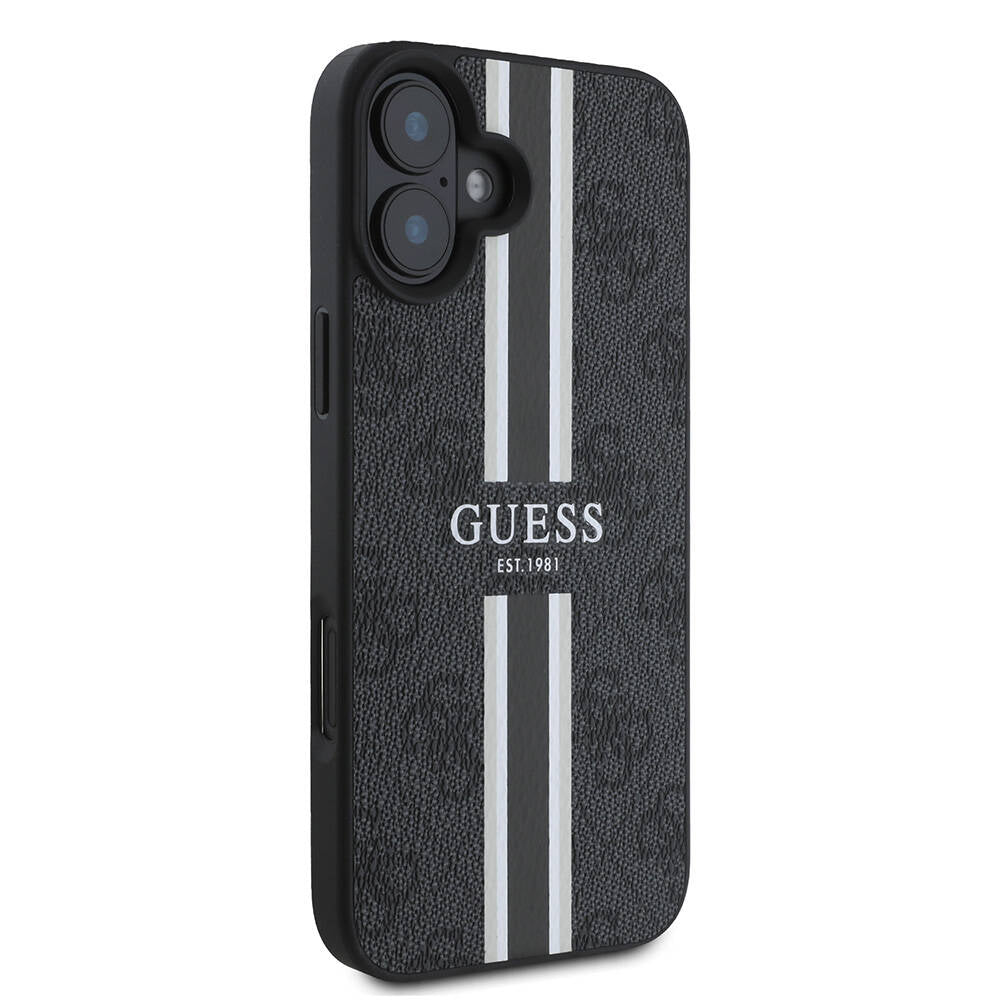 MagSafe-deksel for Apple iPhone 16 Plus, Guess, 4G Printed Stripes, Svart