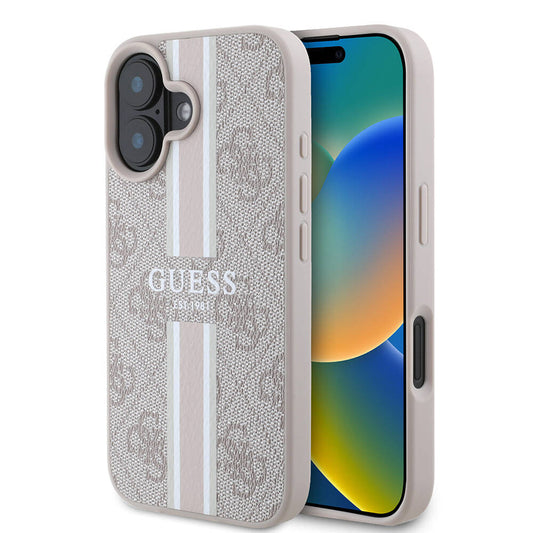 MagSafe-deksel for Apple iPhone 16 Plus, Guess, 4G Printed Stripes, Rosa