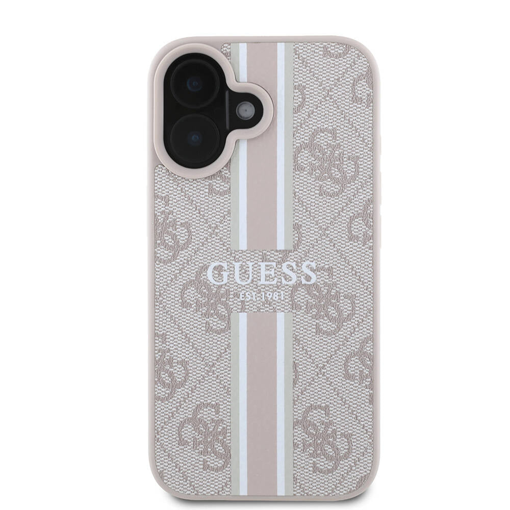 MagSafe-deksel for Apple iPhone 16 Plus, Guess, 4G Printed Stripes, Rosa