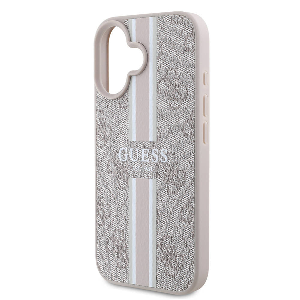 MagSafe-deksel for Apple iPhone 16 Plus, Guess, 4G Printed Stripes, Rosa