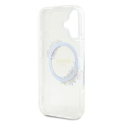 MagSafe-deksel for Apple iPhone 16 Plus, Guess, IML Flowers Wreath, Gjennomsiktig
