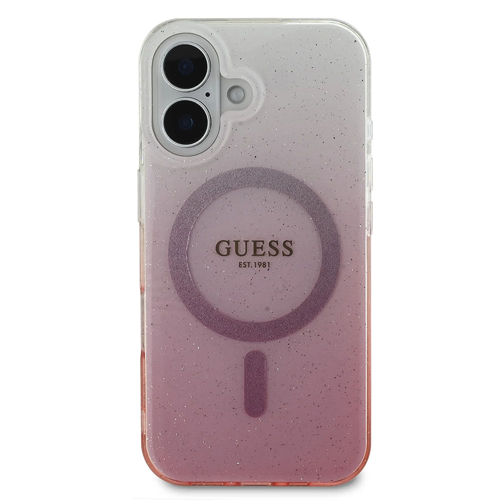 MagSafe-deksel for Apple iPhone 16 Plus, Guess, IML Glitter Gradient, Rosa