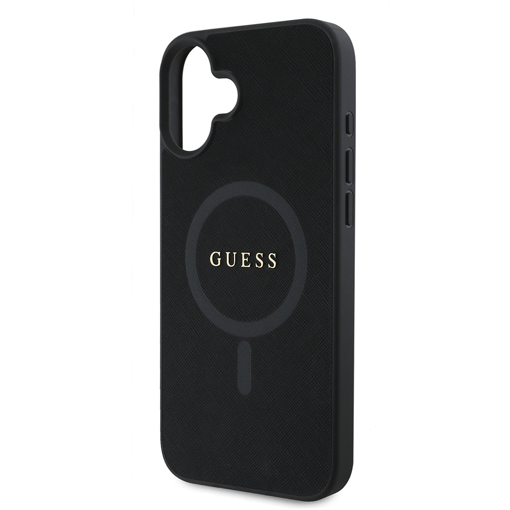 MagSafe-deksel for Apple iPhone 16 Plus, Guess, Saffiano Classic Logo, Svart