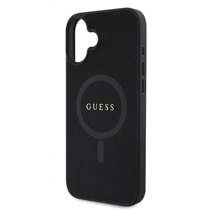 MagSafe-deksel for Apple iPhone 16 Plus, Guess, Saffiano Classic Logo, Svart