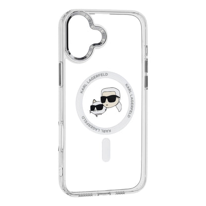 MagSafe-deksel for Apple iPhone 16 Plus, Karl Lagerfeld, IML Metal Karl & Choupette's Heads, Hvit