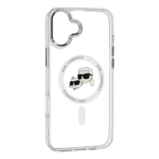 MagSafe-deksel for Apple iPhone 16 Plus, Karl Lagerfeld, IML Metal Karl & Choupette's Heads, Hvit