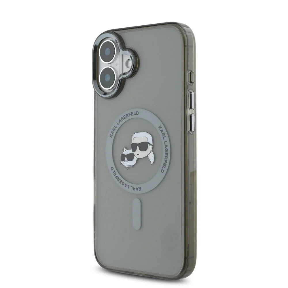 MagSafe deksel for Apple iPhone 16 Plus, Karl Lagerfeld, IML Metal Karl & Choupette's Heads, Svart
