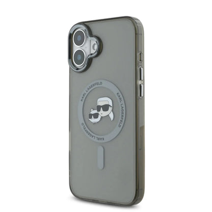 MagSafe deksel for Apple iPhone 16 Plus, Karl Lagerfeld, IML Metal Karl & Choupette's Heads, Svart