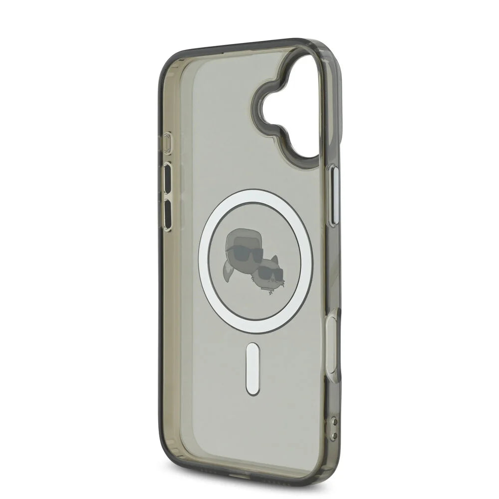 MagSafe deksel for Apple iPhone 16 Plus, Karl Lagerfeld, IML Metal Karl & Choupette's Heads, Svart