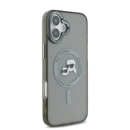 MagSafe deksel for Apple iPhone 16 Plus, Karl Lagerfeld, IML Metal Karl & Choupette's Heads, Svart