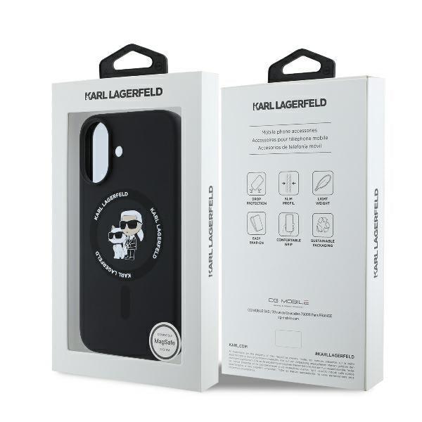 MagSafe-deksel for Apple iPhone 16 Plus, Karl Lagerfeld, Silicone Ring Karl & Choupette, Svart