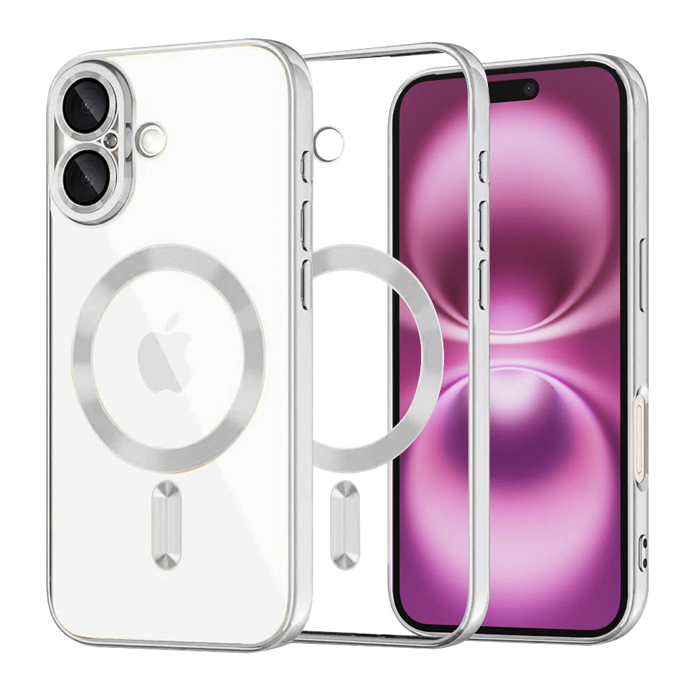 MagSafe-deksel for Apple iPhone 16 Plus, Techsuit, Luxury Crystal, Sølv