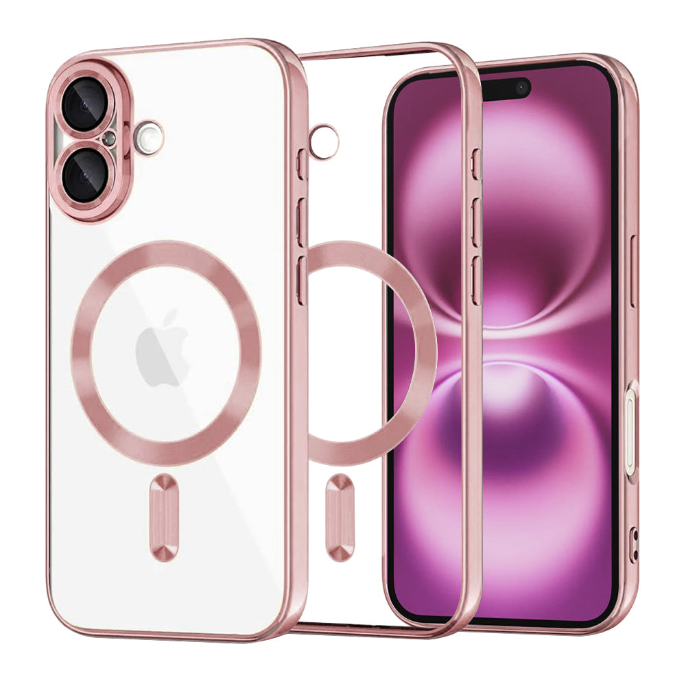 MagSafe-deksel for Apple iPhone 16 Plus, Techsuit, Luxury Crystal, Rosa