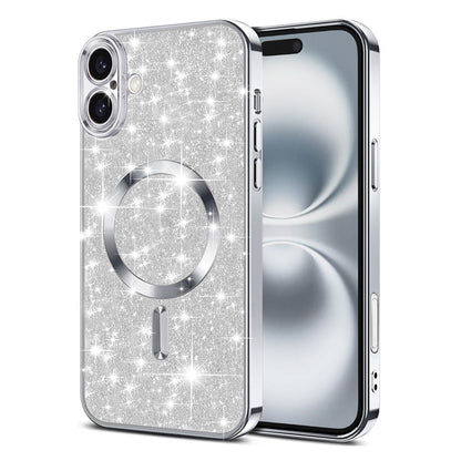 MagSafe-deksel for Apple iPhone 16 Plus, Techsuit, Luxury Glitter, Sølv