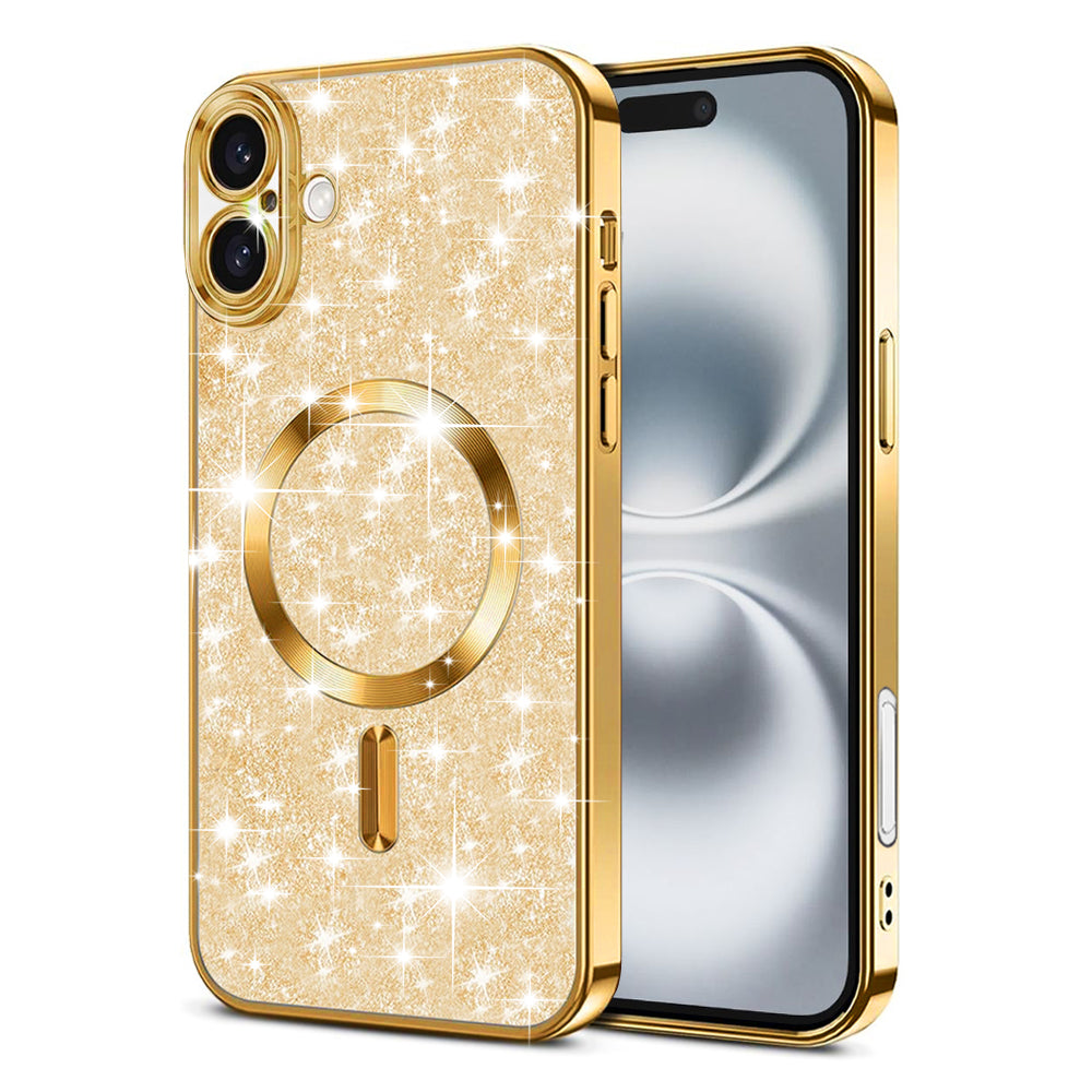 MagSafe-deksel for Apple iPhone 16 Plus, Techsuit, Luxury Glitter, Gull