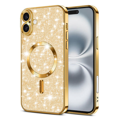 MagSafe-deksel for Apple iPhone 16 Plus, Techsuit, Luxury Glitter, Gull