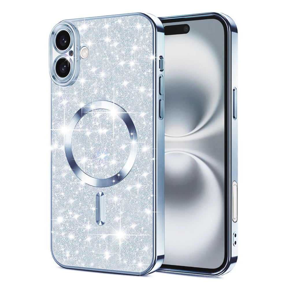 MagSafe-deksel for Apple iPhone 16 Plus, Techsuit, Luxury Glitter, Bleu