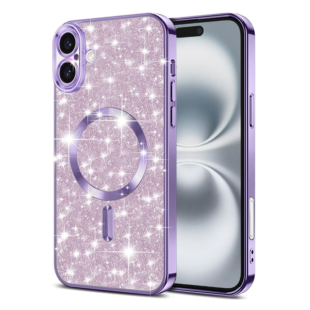 MagSafe-deksel for Apple iPhone 16 Plus, Techsuit, Luxury Glitter, Lys lilla