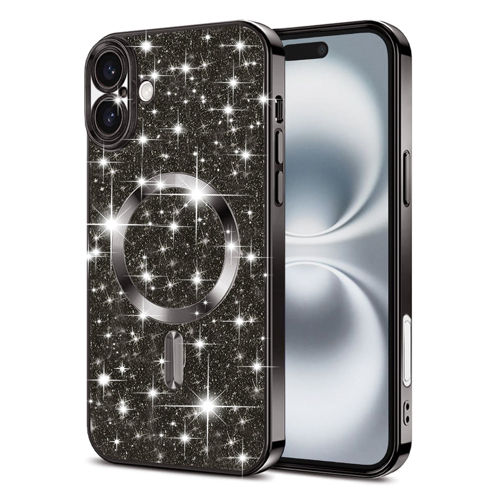 MagSafe-deksel for Apple iPhone 16 Plus, Techsuit, Luxury Glitter, Svart