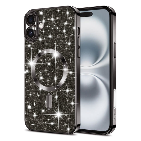MagSafe-deksel for Apple iPhone 16 Plus, Techsuit, Luxury Glitter, Svart