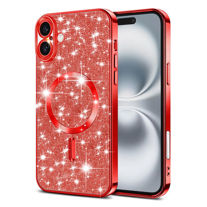 MagSafe-deksel for Apple iPhone 16 Plus, Techsuit, Luxury Glitter, Rød