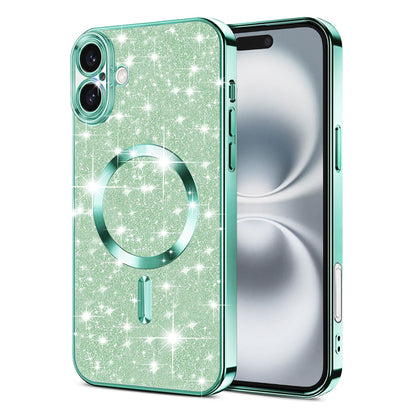 MagSafe-deksel for Apple iPhone 16 Plus, Techsuit, Luxury Glitter, Lys grønn