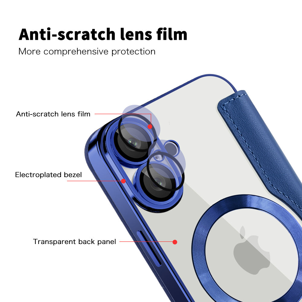 MagSafe-deksel for Apple iPhone 16 Plus, Techsuit, SmartMag Book, Blå