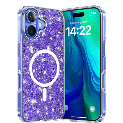 MagSafe-deksel for Apple iPhone 16 Plus, Techsuit, Glitrende Glitter, Lilla