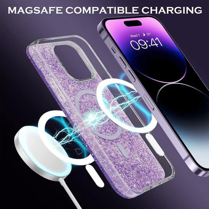 MagSafe-deksel for Apple iPhone 16 Plus, Techsuit, Glitrende Glitter, Rosa