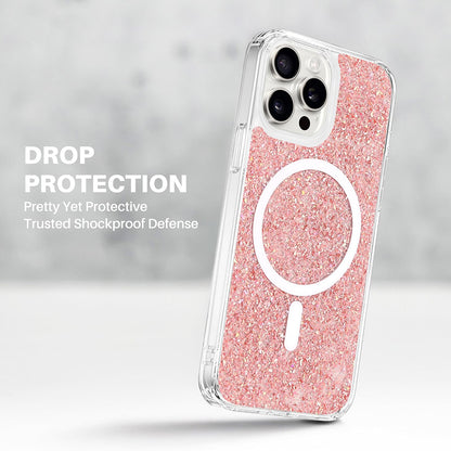 MagSafe-deksel for Apple iPhone 16 Plus, Techsuit, Glitrende Glitter, Rosa