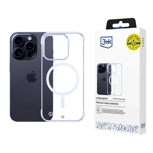MagSafe-deksel for Apple iPhone 16 Pro, 3MK, Just20g, Transparent