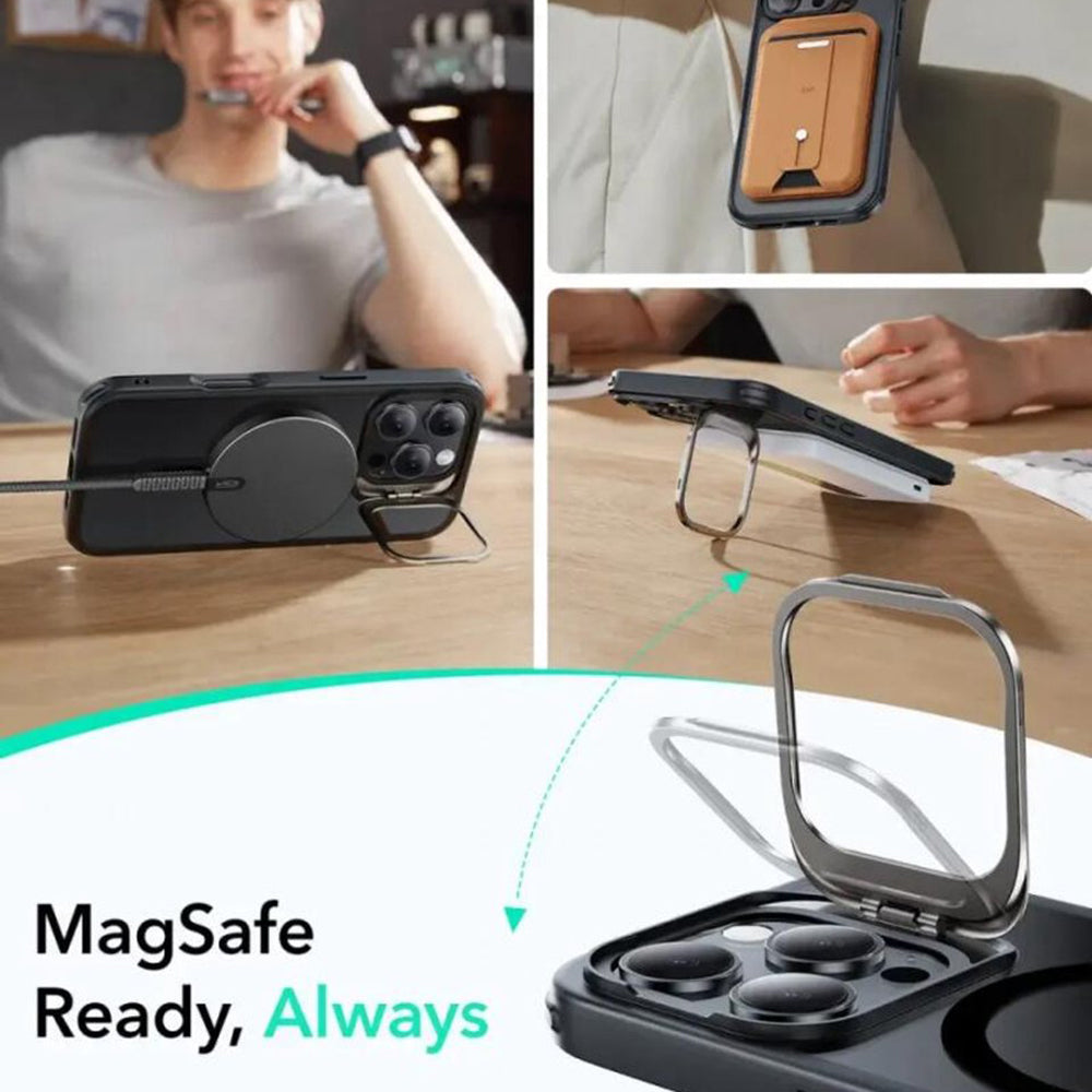 MagSafe-deksel for Apple iPhone 16 Pro, ESR, Classic Hybrid Kickstand Slide, Satin Sort