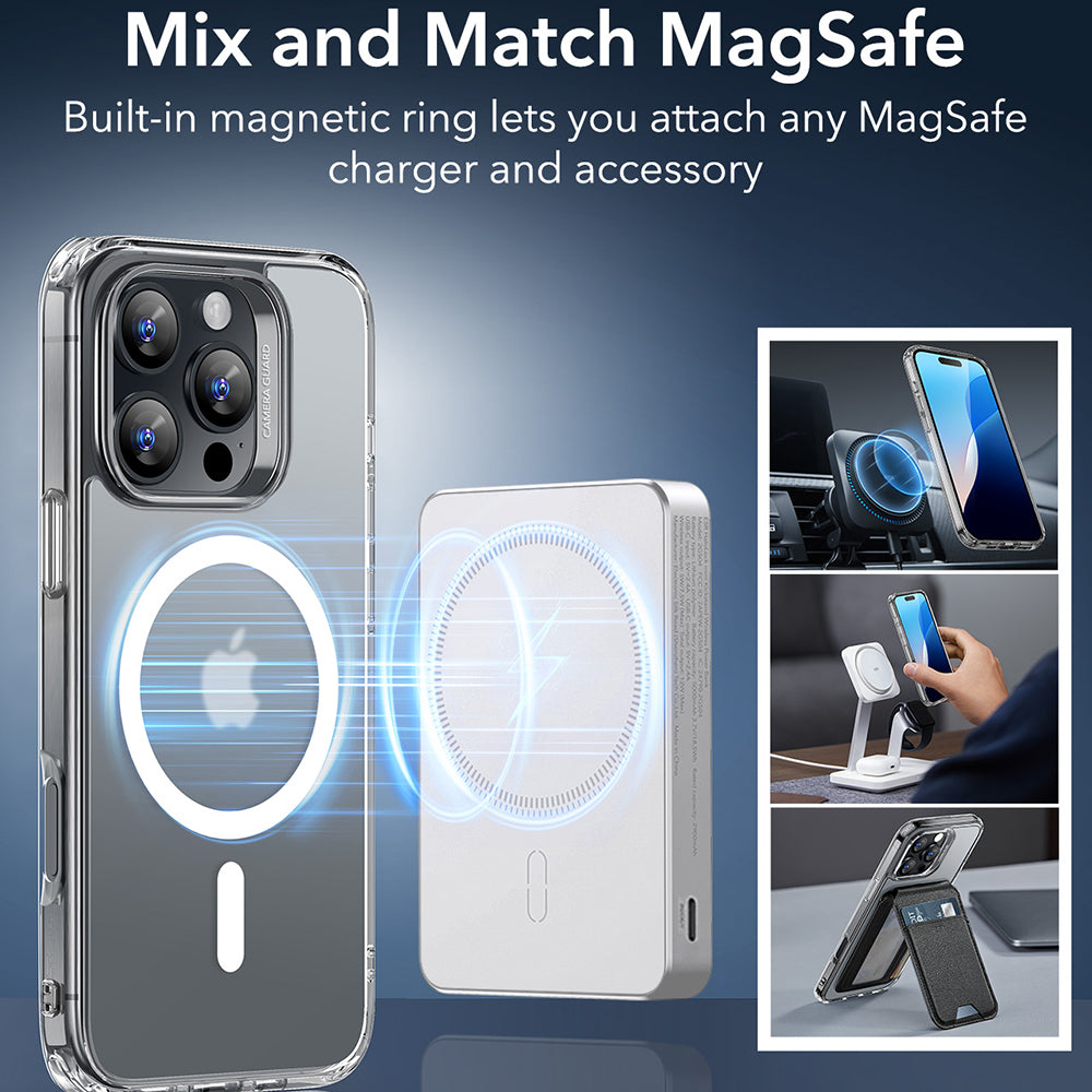 MagSafe-deksel for Apple iPhone 16 Pro, ESR, Classic Hybrid, Sateng Transparent