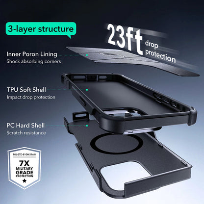 MagSafe-deksel for Apple iPhone 16 Pro, ESR, Cyber Armor Kickstand, Grønn