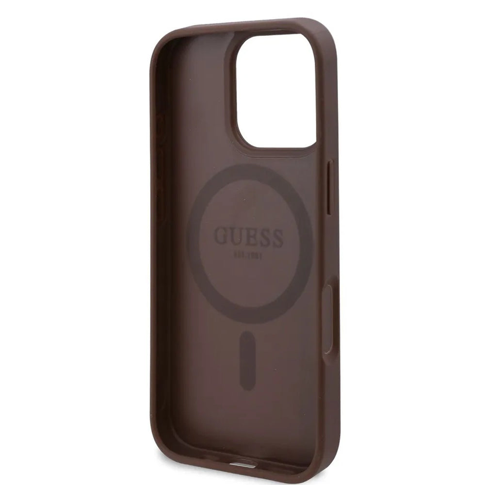 MagSafe-deksel for Apple iPhone 16 Pro, Guess, 4G Flowers Print, Brun