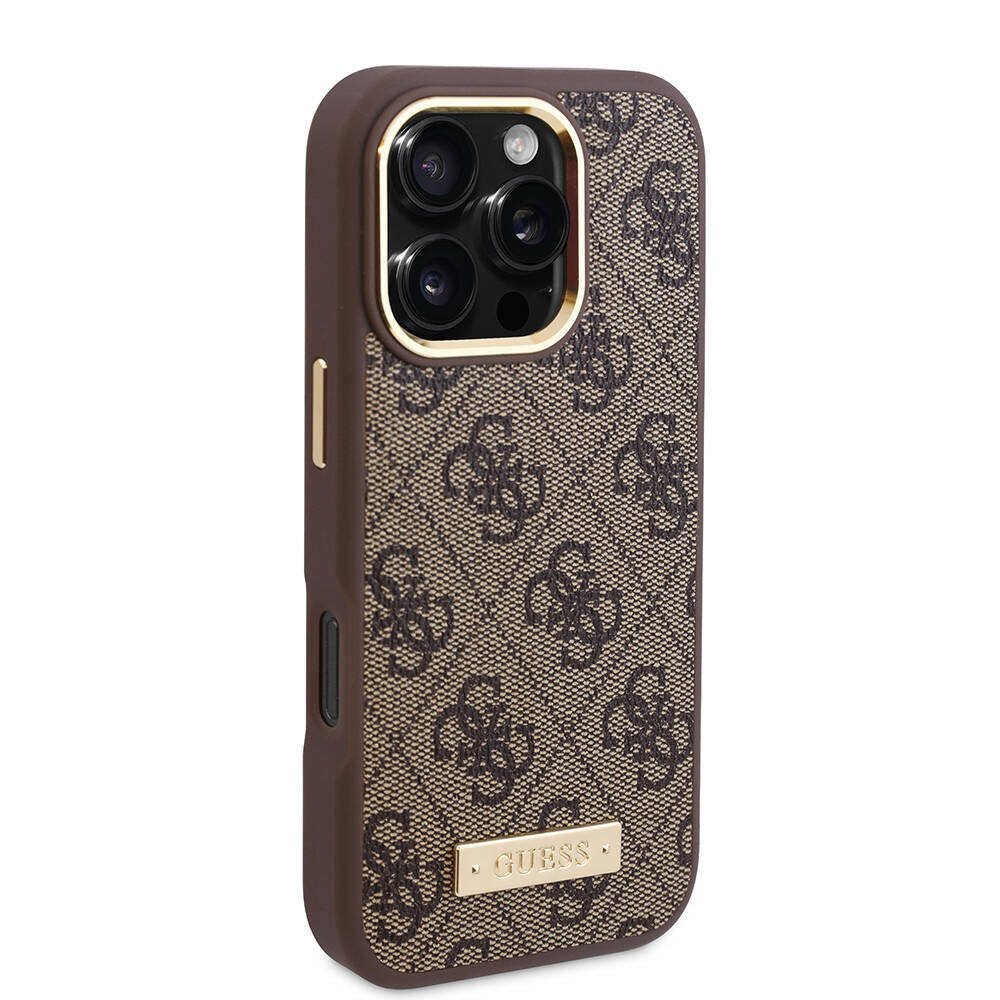 MagSafe-deksel for Apple iPhone 16 Pro, Guess, 4G Logo Plate, Rosa